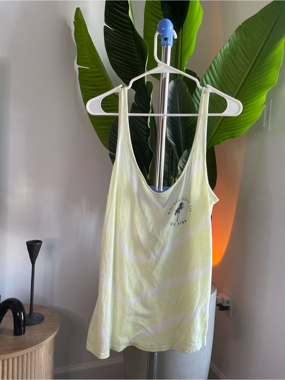 PINK Light Yellow Tie-Dye Scoop Tank